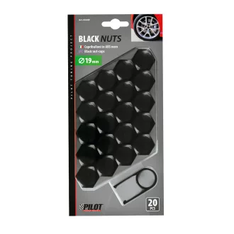 Lampa Fekete ABS Kerékcsavar Kupak - 19mm - 20db
