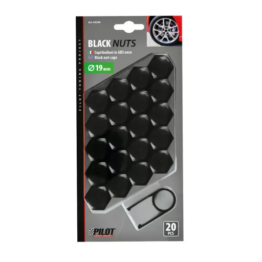 Lampa Fekete ABS Kerékcsavar Kupak - 19mm - 20db
