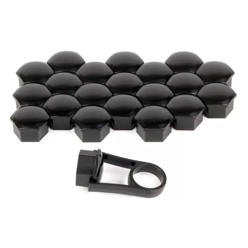 Lampa Fekete ABS Kerékcsavar Kupak - 19mm - 20db