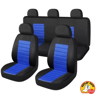   01198 9 részes 2HELYEN osztható - Légzsákos univerzális üléshuzat szett -kék-fekete 203-6BBL-AZ