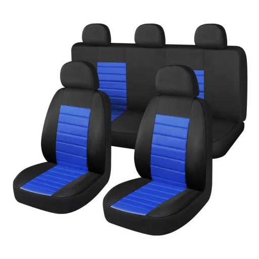 01198 9 részes 2HELYEN osztható - Légzsákos univerzális üléshuzat szett -kék-fekete 203-6BBL-AZ