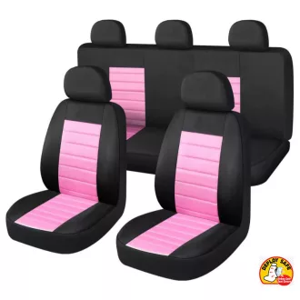   01204 9 részes 2HELYEN osztható - Légzsákos univerzális üléshuzat szett - Pink-fekete 203-6BP-AZ