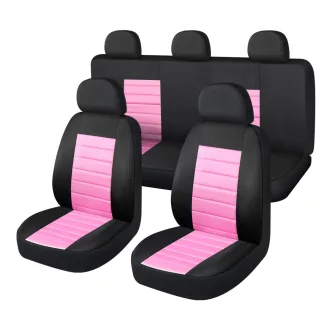   01204 9 részes 2HELYEN osztható - Légzsákos univerzális üléshuzat szett - Pink-fekete 203-6BP-AZ