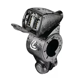   Lampa, Dupla Usb Aljzat, Kormányra rögzíthető, Vízálló, 12/24V 5400 mA