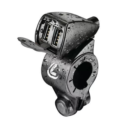 Lampa, Dupla Usb Aljzat, Kormányra rögzíthető, Vízálló, 12/24V 5400 mA