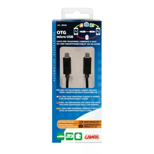 Lampa Adatkábel, Micro Usb - Micro Usb OTG, Fekete, 30cm