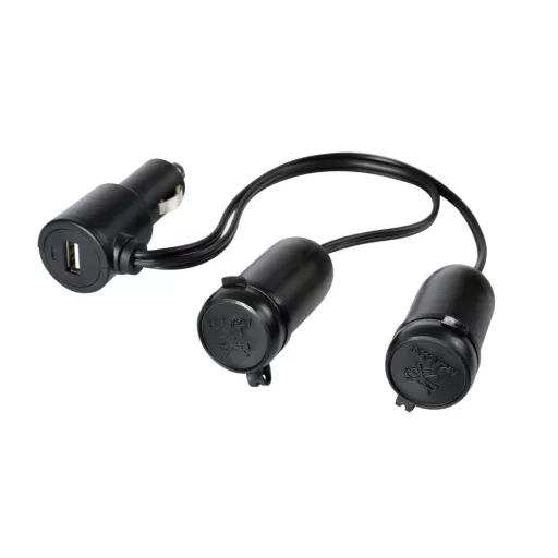 Lampa Szivargyújtó Elosztó 2-es, Usb port, 12/24V