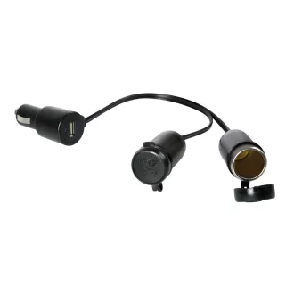 Lampa Szivargyújtó Elosztó 2-es, Usb port, 12/24V