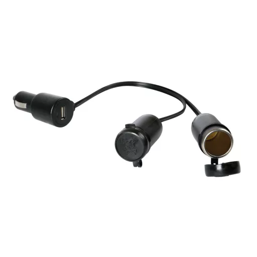 Lampa Szivargyújtó Elosztó 2-es, Usb port, 12/24V