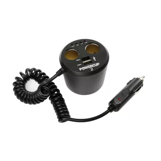 Lampa Power Cup 2, Szivargyújtó Elosztó 2-es, 2 USB-vel és akkumulátortesztelővel, 12V