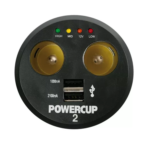 Lampa Power Cup 2, Szivargyújtó Elosztó 2-es, 2 USB-vel és akkumulátortesztelővel, 12V