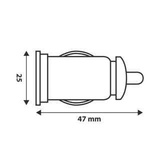 Lampa Szivargyújtós Töltő, 1xUSB Port, 1A 12/24V