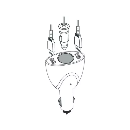 Lampa Szivargyújtós Töltő, 2xUSB, 2A 12/24V