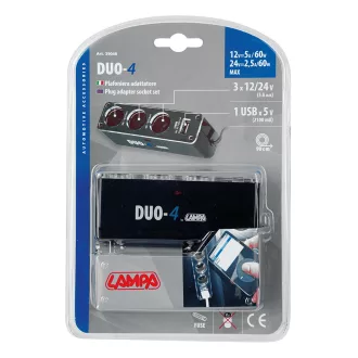 Lampa Szivargyújtó Elosztó 3-as, 1xUSB 500 mA
