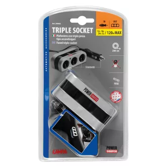 Lampa Szivargyújtós elosztó 3-as, 120W Max, 12/24V