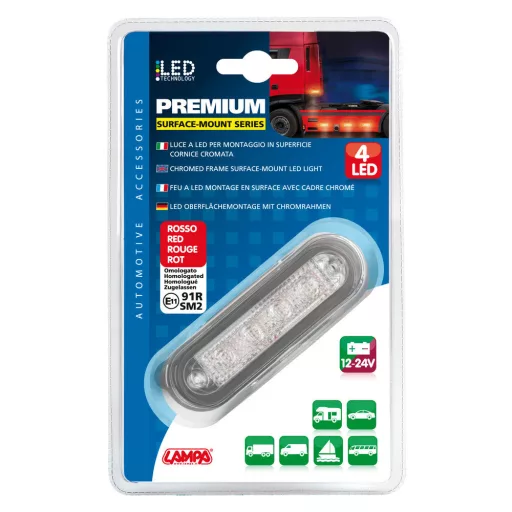 Lampa Szélességjelző 4 Fehér Leddel, 12/24V