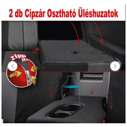 01495 9 részes 2HELYEN osztható univerzális üléshuzat szett - Légzsákos - fekete-fekete