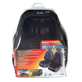 Lampa Daytona, Ülésvédő Előre 2db  Skeentexből és Mikroszálas velúrból - Fekete/Piros