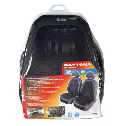 Lampa Daytona, Ülésvédő Előre 2db  Skeentexből és Mikroszálas velúrból - Fekete/Piros