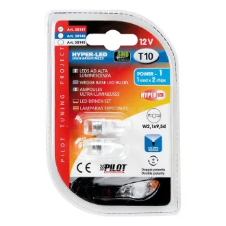 Lampa,T10 Led Pár Piros, 12V