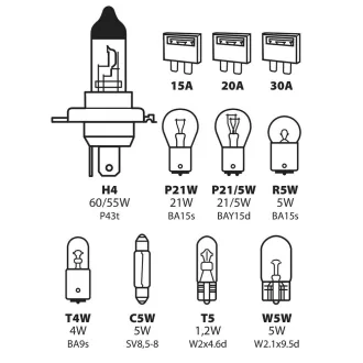 IZZÓKSZT   12 V LAMPA H4 8 IZZÓ + 3 BIZTOSÍTÉK