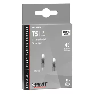 Lampa Led izzó pár 12V-os mini (T5) - W2x4,6d - 2 db - Fehér