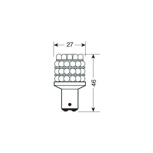 Lampa BAY15d Led, 21/5W Piros