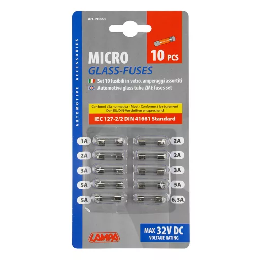 Lampa, Biztosíték, Üveg, Mini, Szett