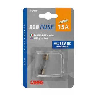 Lampa Biztosíték, Üveg, 15A, Darabos