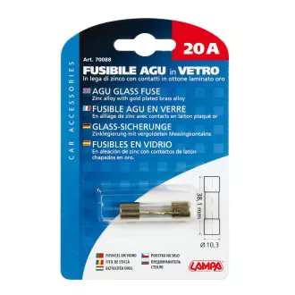 Lampa Biztosíték, Üveg, 20A, Darabos