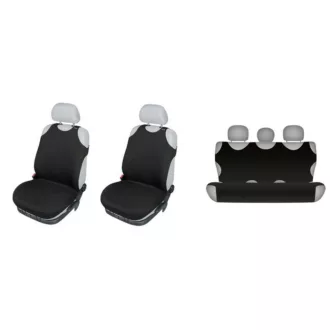   01709 Trikó üléshuzat szett - Vékony anyag - Fekete Előre-hátra