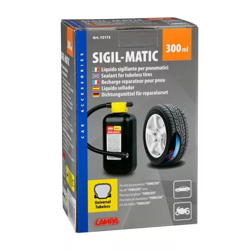 Lampa Sigil-Matic, defekt javító folyadék tömlő nélküli gumiabroncsokhoz, 300 ml
