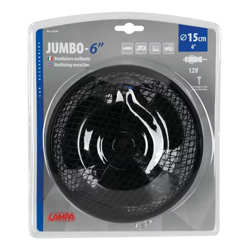 Lampa Jumbo - 12V Oszcilláló Ventilátor - Fém rács