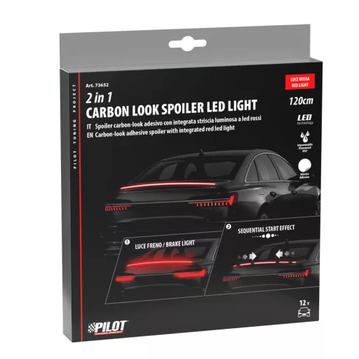 Lampa Karbon Mintájú Hátsó Spoiler Led Világítással 120cm 12V