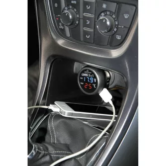 Lampa Akkuteszter 12/24, Smart Hőmérővel, USB Töltő 2,1A