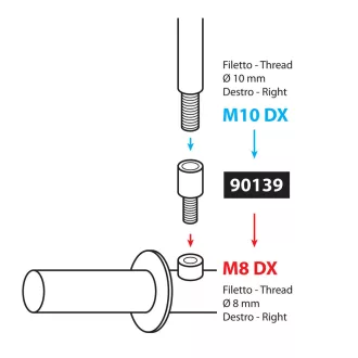 Lampa, Menetadapter, Visszapillantó Tükörhöz, M10 Jobb->M8 Jobb
