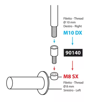Lampa, Menetadapter, Visszapillantó Tükörhöz, M10 Jobb->M8 Bal