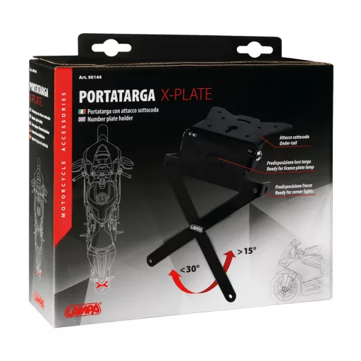Lampa Motor Rendszámtartó, X-Plate, Alu, Fekete