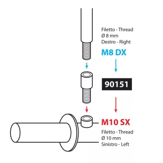 Lampa, Menetadapter, Visszapillantó Tükörhöz, M8 Jobb->M10 Bal