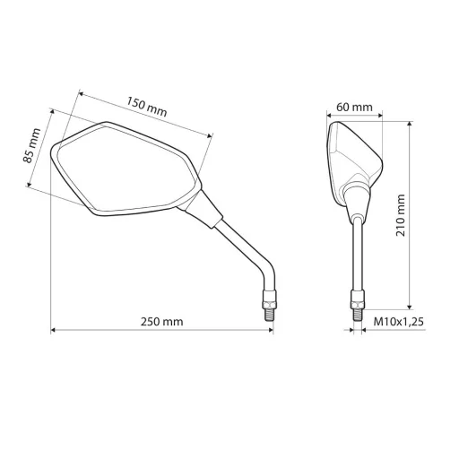 Lampa Tükör Motorra, Kaba, Pár, M10