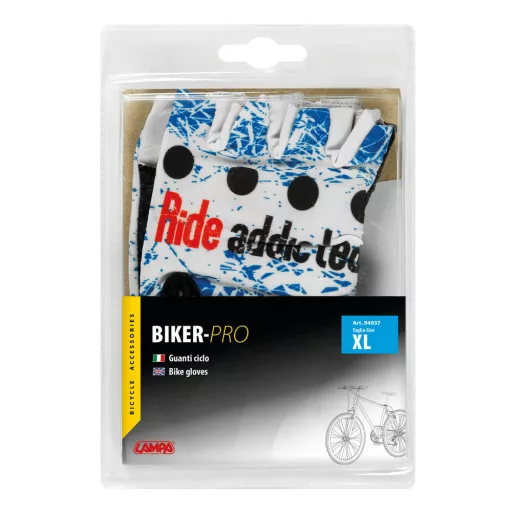 Lampa Biker-Pro, Bőr/Lycra Kerékpáros Kesztyű - XL