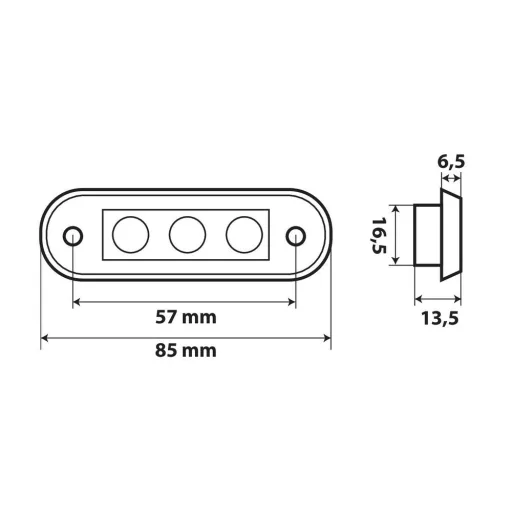 Lampa Sülyesztett Ledes Jelzőfény 3 LED - 12/24V - Piros