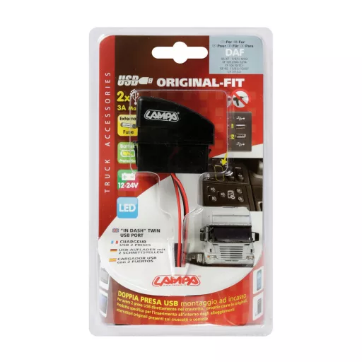 Lampa Original-Fit, Dupla USB töltő, 12/24V, Daf Kompatibilis