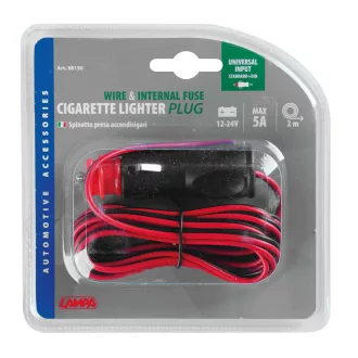 Lampa Szivargyújtó Dugó, 5A 12/24V, 200 cm kábel