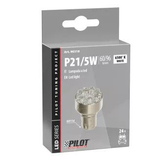 Lampa 24V BAY15D (P21/5W) 12 LED DIÓDA, FEHÉR SZÍNŰ