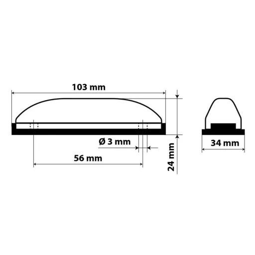 Lampa AB-4, Külső Világítás, 24V, 4Ledes Fehér 95X30MM