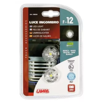   LAMPA LEDLÁMPA 24V PÁR, FEHÉR F-12 30 MM ÁTMÉRŐ, E9, VÍZÁLLÓ