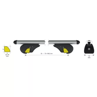   Nordrive Alumia Rail, komplett alumínium tetőcsomagtartó készlet - S - Evos RA 100cm