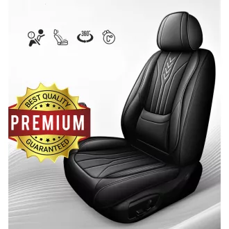   11 részes Prémium minőségű Műbőr üléshuzat szett - Légzsákos - Osztható - Fekete színben