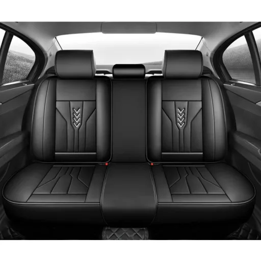 11 részes Prémium minőségű Műbőr üléshuzat szett - Légzsákos - Osztható - Fekete színben